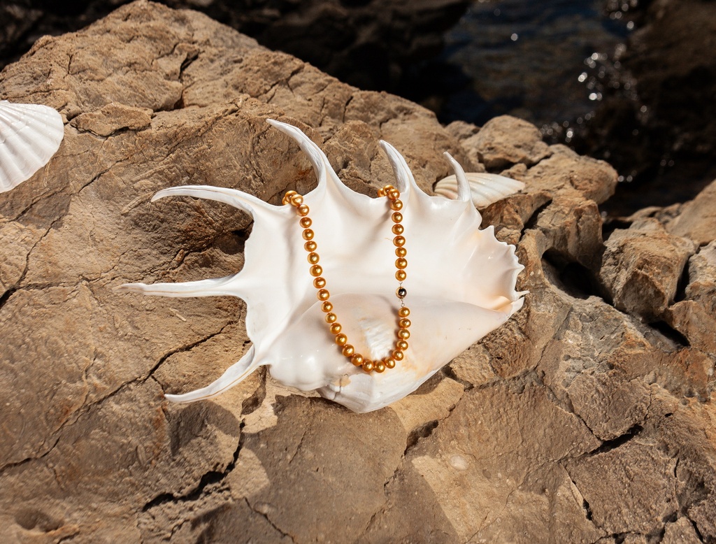 [VSEN09] 8-8,5mm AA Golden Colour Freshwater Pearl Necklace