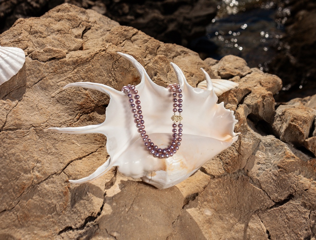 [VCCND24] 8-9mm AA Double-Strand Lavender Freshwater Pearl Necklace