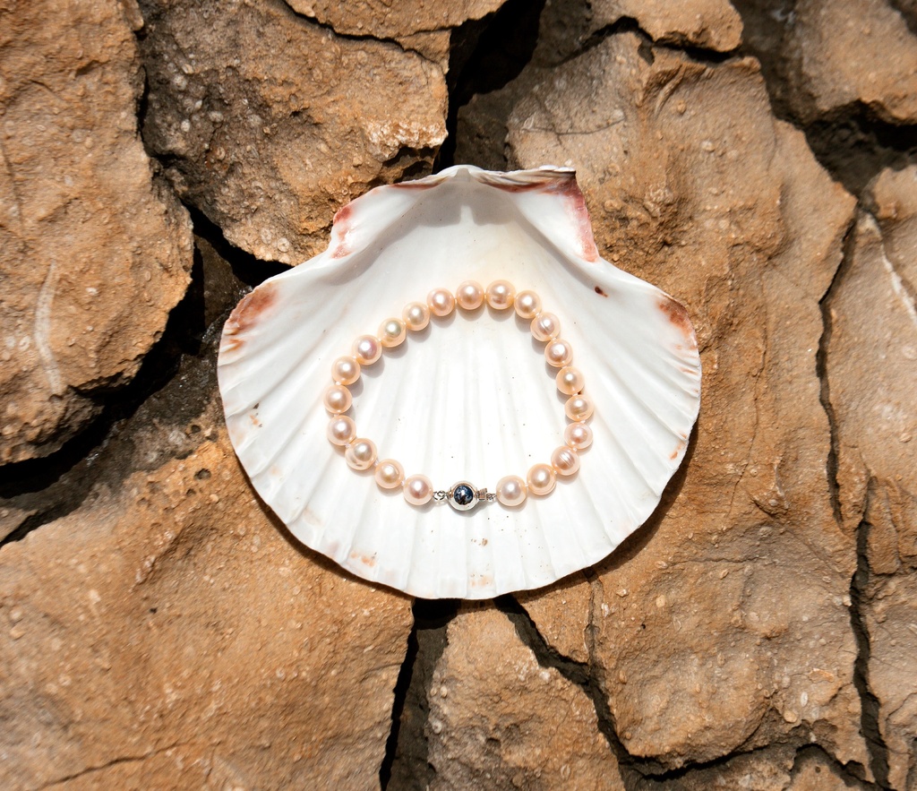 [VCCB13] 8-9mm AA Pink to Peach Freshwater Pearl Bracelet