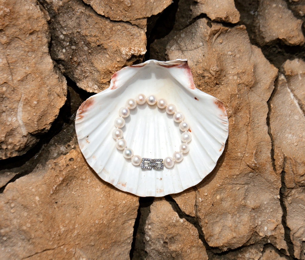 [VWCB07] 9-10mm A White Freshwater Pearl Bracelet